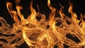 fire flames background A black background with yellow and orange fire flames burning in the center Royalty Free Stock Photo