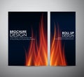 Fire flames background. Brochure business design template or roll up.