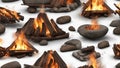 fire flames background The camp fires were made of wood and stones, and they had different shapes and sizes. Royalty Free Stock Photo