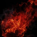 Fire flames on black background. Abstract blaze fire flame texture background. Royalty Free Stock Photo