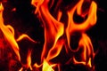 Fire flames on a black background. Blaze fire flame texture back Royalty Free Stock Photo