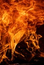 Fire flames on a black background. Blaze fire flame texture background. Burn. Royalty Free Stock Photo