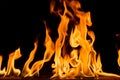 Fire flames on black background. Royalty Free Stock Photo