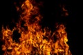 Fire flames on black background. Fire burn flame isolated, abstract texture. Flaming effect with burning fire. Royalty Free Stock Photo