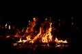 Fire flames on black background. Burning texture. Royalty Free Stock Photo