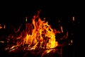 Fire flames on black background. Burning texture Royalty Free Stock Photo