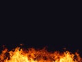 Fire flames on the black background Royalty Free Stock Photo