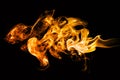 Fire flames on black background Royalty Free Stock Photo