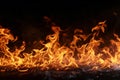 Fire flames on black background