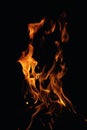 Fire flames on black background or texture Royalty Free Stock Photo