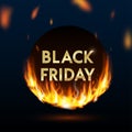 Fire flames Black Friday banner black Royalty Free Stock Photo