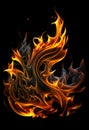 Fiery Flames on Black - Generative AI Royalty Free Stock Photo