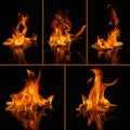 Fire flames on black Royalty Free Stock Photo