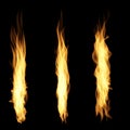 Fire flames blaze conflagration texture elements burning isolated on dark background Royalty Free Stock Photo