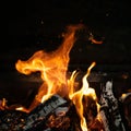 Fire flames in bonfire stove Royalty Free Stock Photo