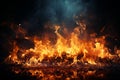 Fire flames border, copy space in the center Royalty Free Stock Photo