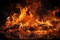 Fire flames border, copy space in the center Royalty Free Stock Photo