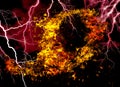 Fire and flames with a burning dark red-orange background. Fire and flames. Element. Royalty Free Stock Photo