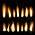 Fire flames burning flaming vector set Royalty Free Stock Photo