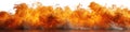 Fire flames burning isolated on white transparent, wide panorama