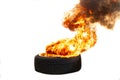 Fire flames burning tire red hot Royalty Free Stock Photo