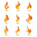 Fire flames. Collage. Royalty Free Stock Photo