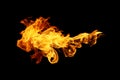 Fire flames collection isolated on black background Royalty Free Stock Photo