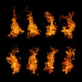 Abstract Fire flames collection isolated on black background Royalty Free Stock Photo