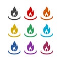 Fire flames color icons set isolated on white background Royalty Free Stock Photo