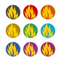 Fire flames color logo set isolated on white background Royalty Free Stock Photo