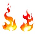 Fire and flames, explosion or blazing icon vector