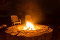 Fire flames in a fire pit at night Royalty Free Stock Photo