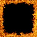 Fire of flames frame on black background Royalty Free Stock Photo