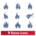 Fire Flames Icons Vector Set. Royalty Free Stock Photo