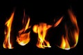 Fire flames isolated on black background Royalty Free Stock Photo