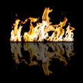 Fire flames isolated black background Royalty Free Stock Photo