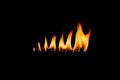 Fire flames. isolated Black background. Royalty Free Stock Photo