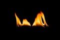 Fire flames. isolated Black background. Royalty Free Stock Photo