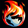 Fire flames isolated on black background. Vector illustration for your design. Generative AI Royalty Free Stock Photo