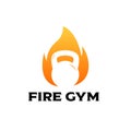 Fire flames and kettlebell logo icon, burning kettle bell vector illustration designWeb