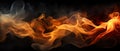 Fire flames over black background. Banner. Copy space.