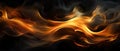 Fire flames over black background. Banner. Copy space.