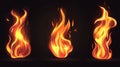 Fire flames with realistic flames, designed for use in design applications with a transparent background. Royalty Free Stock Photo