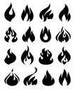 Fire flames, set icons Royalty Free Stock Photo
