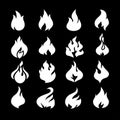 Fire flames, set icons. Royalty Free Stock Photo