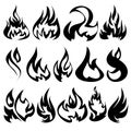 Fire flames, set icons Royalty Free Stock Photo