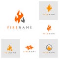 Fire flames, Set of fire Logo design inspiration vector icons Royalty Free Stock Photo