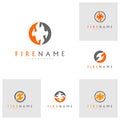 Fire flames, Set of fire Logo design inspiration vector icons Royalty Free Stock Photo
