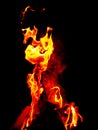 Fire flames against black background. Abstract nature wallpaper