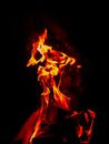 Fire flames against black background. Abstract nature wallpaper